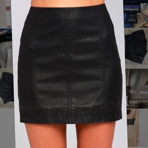 Black Faux Leather Modern Femme Skirt